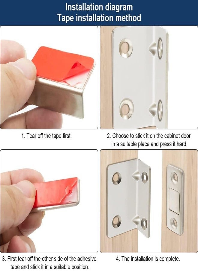PRETOX Magnetic Door Catch L-Shaped Ultra Thin Cabinet Catch Adhesive Magnets Drawer Latch Magnetic Closures for Kitchen Closet (L-Shaped)(2 PCS Single) - Image 4